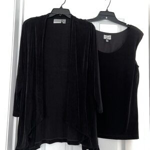 Chico's Travelers Black Cardigan and Sleeveless Top-size 2